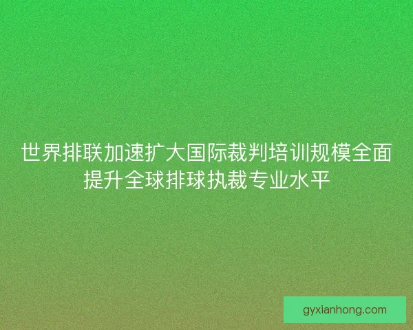 世界排联加速扩大国际裁判培训规模全面提升全球排球执裁专业水平