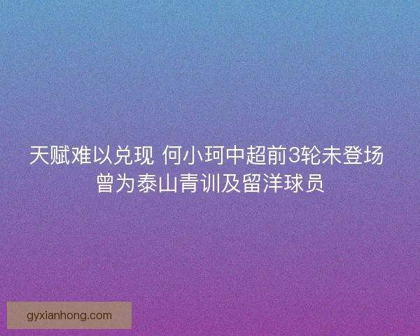 天赋难以兑现 何小珂中超前3轮未登场 曾为泰山青训及留洋球员