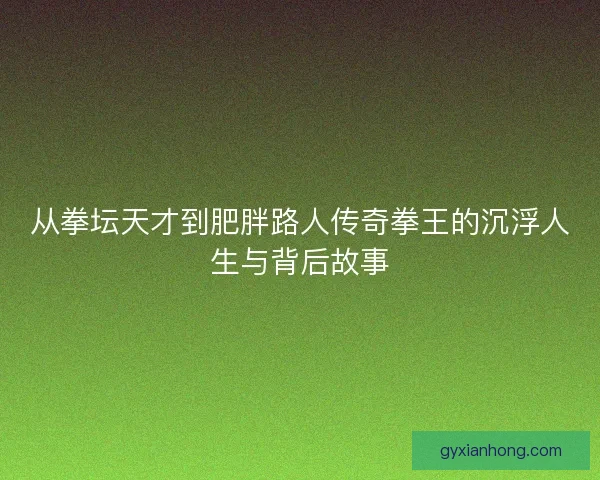 从拳坛天才到肥胖路人传奇拳王的沉浮人生与背后故事 从拳坛天才到肥胖路人传奇拳王的沉浮人生与背后故事